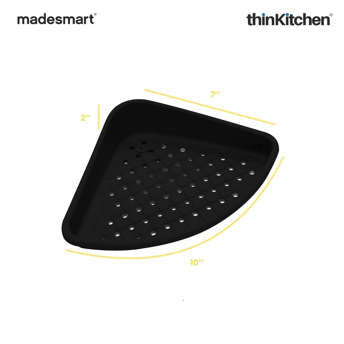 Madesmart Bathtub Corner Shelf With Suction Cups, Carbon