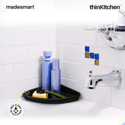 Madesmart Bathtub Corner Shelf With Suction Cups, Carbon