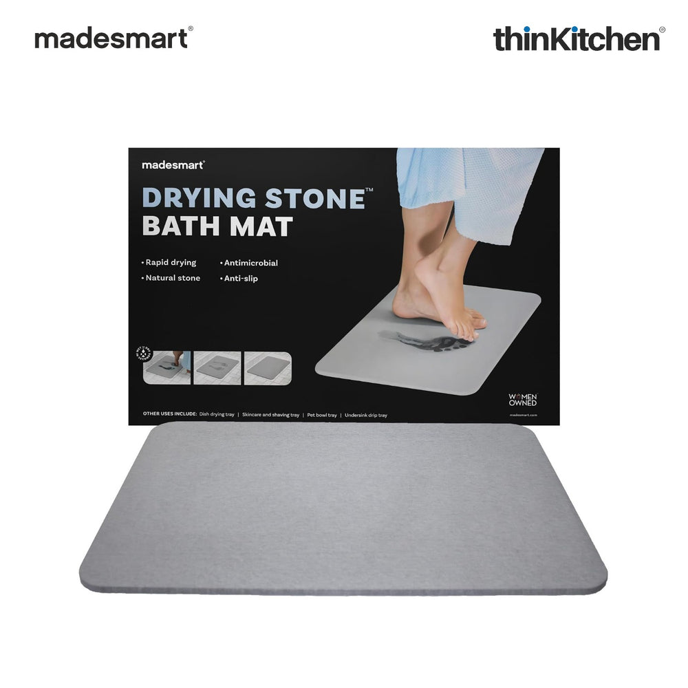 Madesmart Drying Stone Bath Mat With Diatomite Surface, Grey