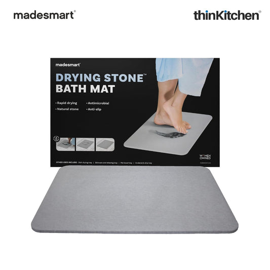 Madesmart Drying Stone Bath Mat With Diatomite Surface, Grey