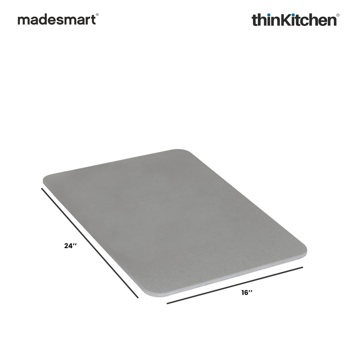 Madesmart Drying Stone Bath Mat With Diatomite Surface, Grey