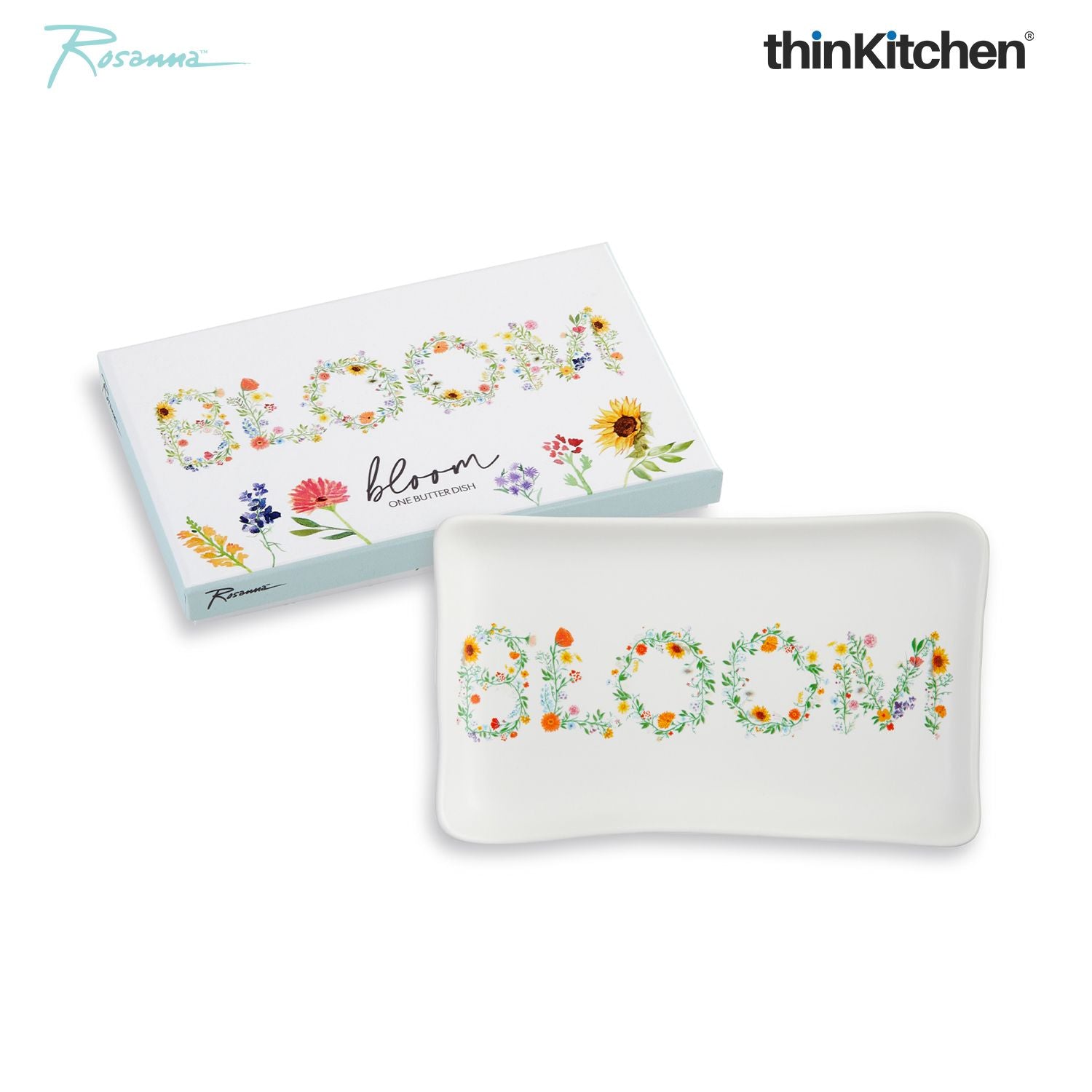 Rosanna Ceramic Bloom Butter Dish, 12.7cm - 2