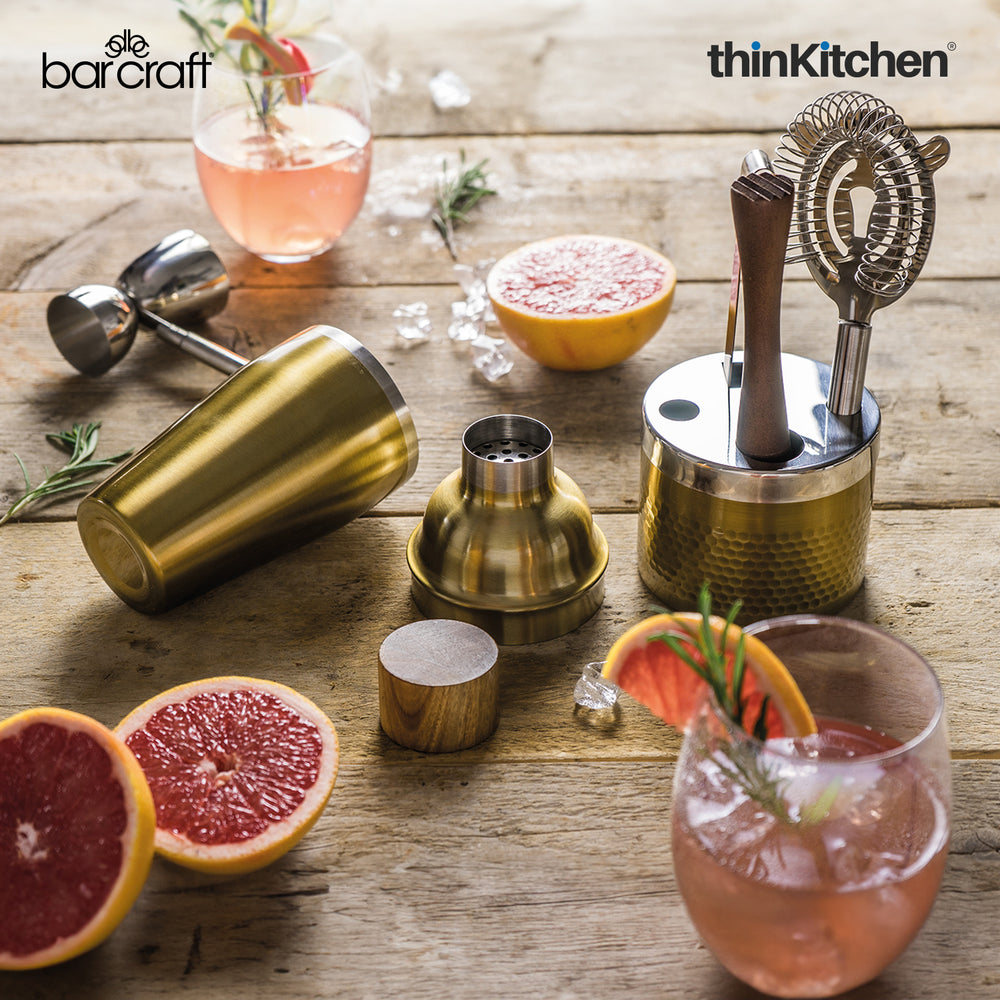 BarCraft Brass Finish 6 Piece Cocktail Mixing Set