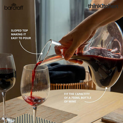BarCraft Deluxe Glass Wine Decanter, 1.5 Litres, Gift Boxed