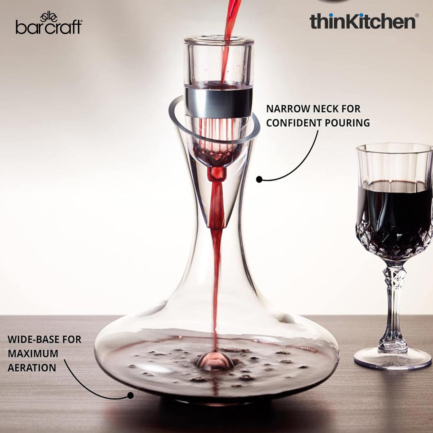 BarCraft Deluxe Glass Wine Decanter, 1.5 Litres, Gift Boxed - 5