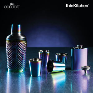 BarCraft Tropical Chic Rainbow Studded Boston Cocktail Shaker, 300ml