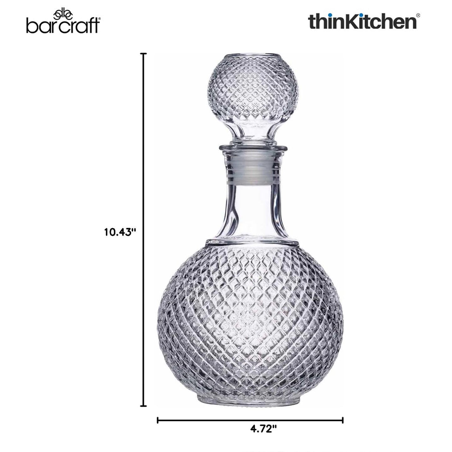 BarCraft Cut Glass Effect Decanter 1 Litre, Gift Tagged