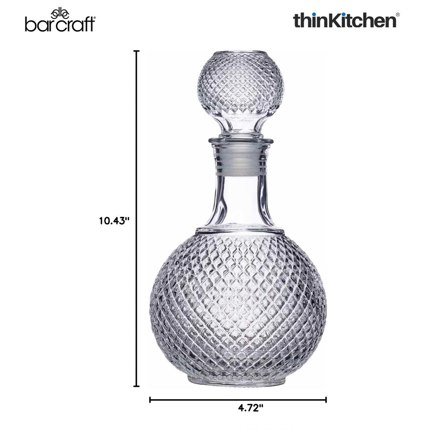 BarCraft Cut Glass Effect Decanter 1 Litre, Gift Tagged - 4