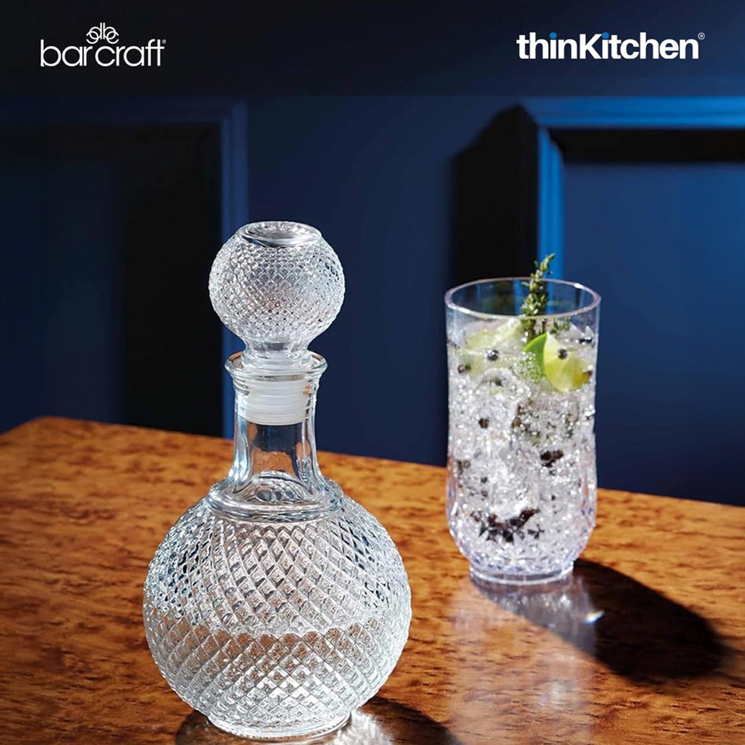 BarCraft Cut Glass Effect Decanter 1 Litre, Gift Tagged - 1