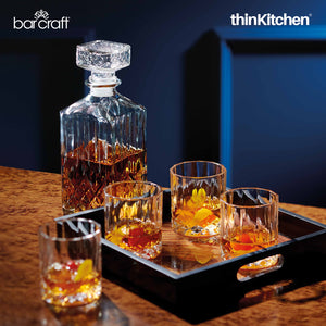 BarCraft Cut-Glass Whisky Decanter and Tumbler Gift Set, 5-pc