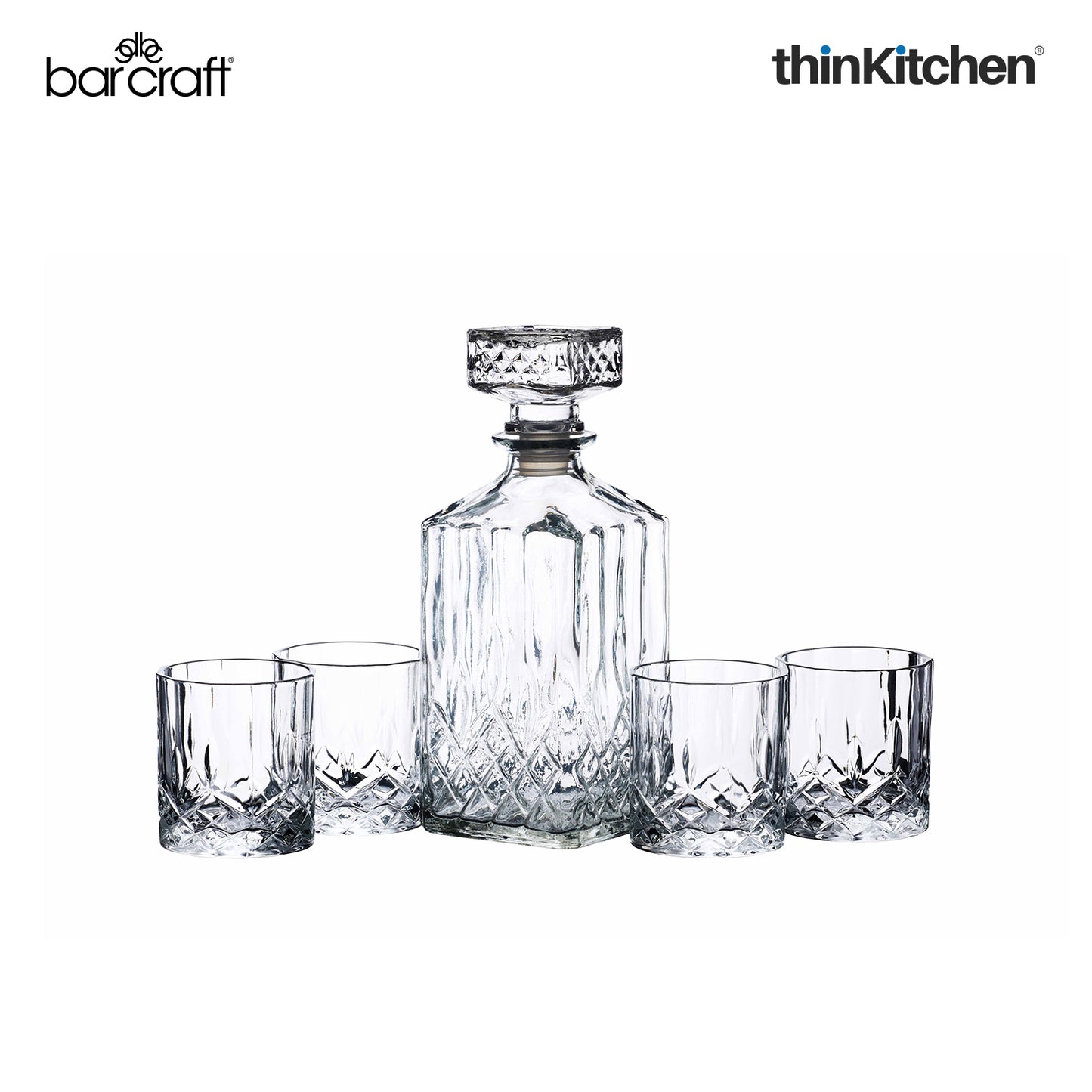 Barcraft Cut Glass Decanter Set