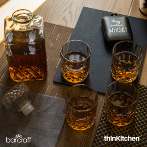 BarCraft Cut-Glass Whisky Decanter and Tumbler Gift Set, 5-pc