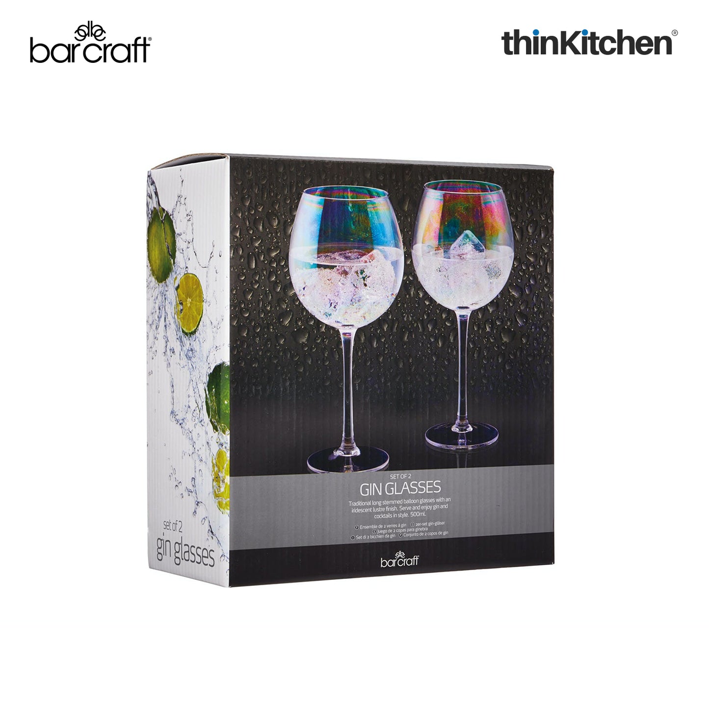Barcraft Iridescent Gin Glasses Set Of 2 600ml