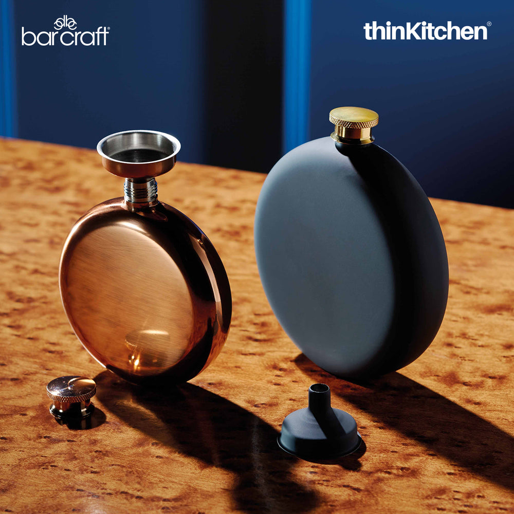 BarCraft 350ml Premium Stainless Steel Hip Flask, Matte Black Pocket Flask for Whisky & Spirits