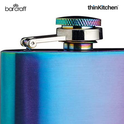 Barcraft Exotic Rainbow Hip Flask With Easy Pour Funnel 100ml
