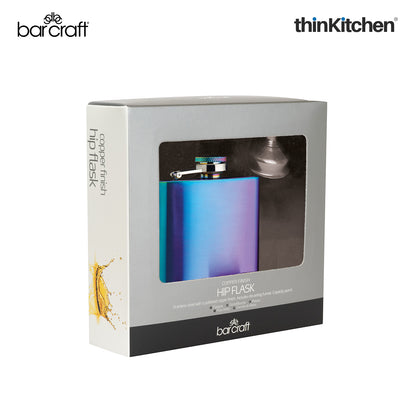 Barcraft Exotic Rainbow Hip Flask With Easy Pour Funnel 100ml