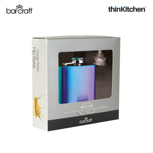 BarCraft Exotic Rainbow Hip Flask with Easy Pour Funnel, 100ml