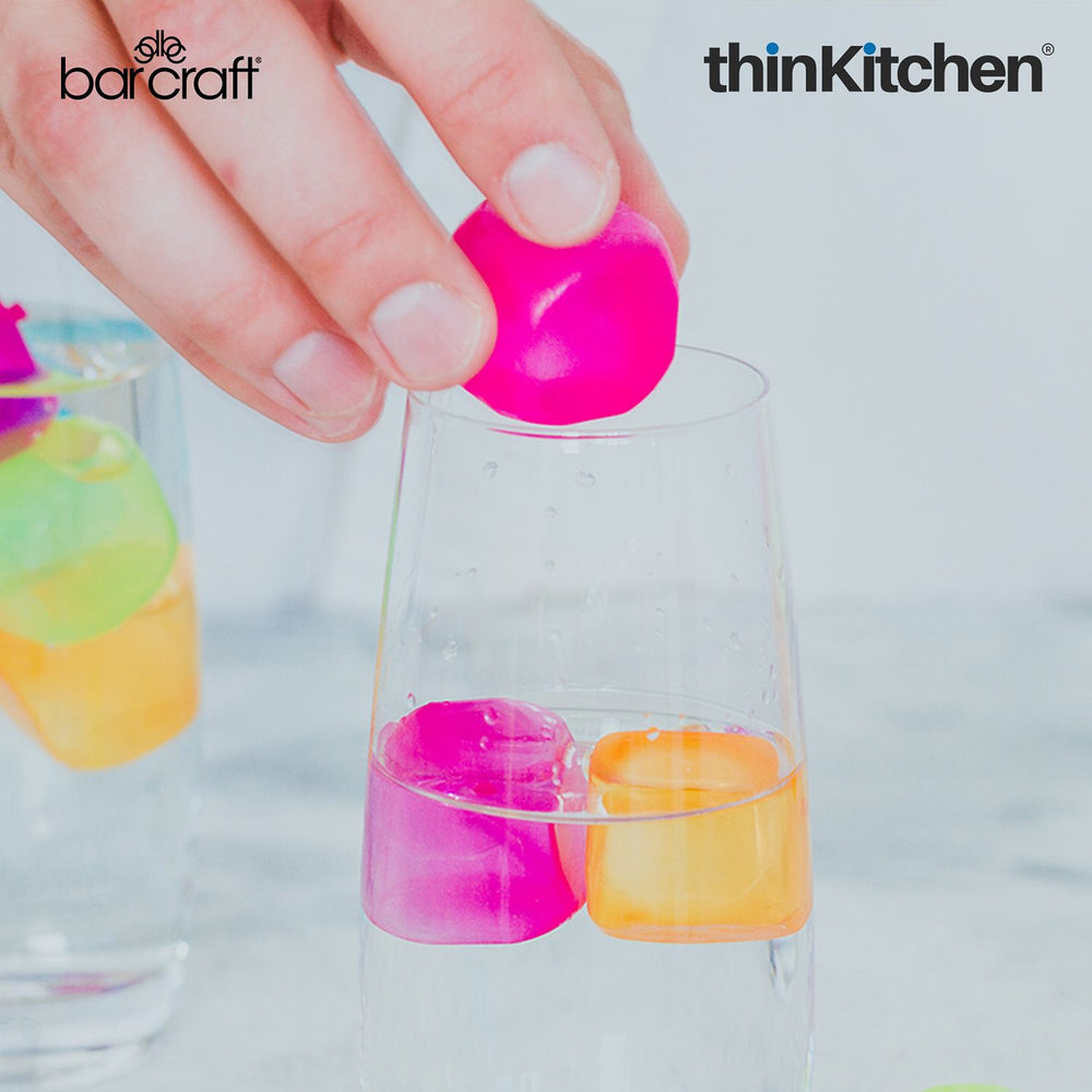 BarCraft Mix It Reusable Ice Cubes, Set of 18, Multicolour Drink Chillers for Cocktails & Cold Drinks