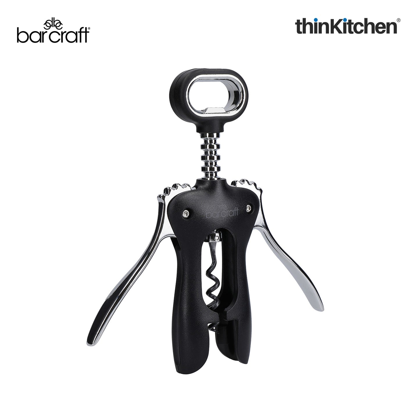 BarCraft Premium Winged Corkscrew, Heavy-Duty Zinc Alloy Wine Bottle Opener with Non-Stick Spiral