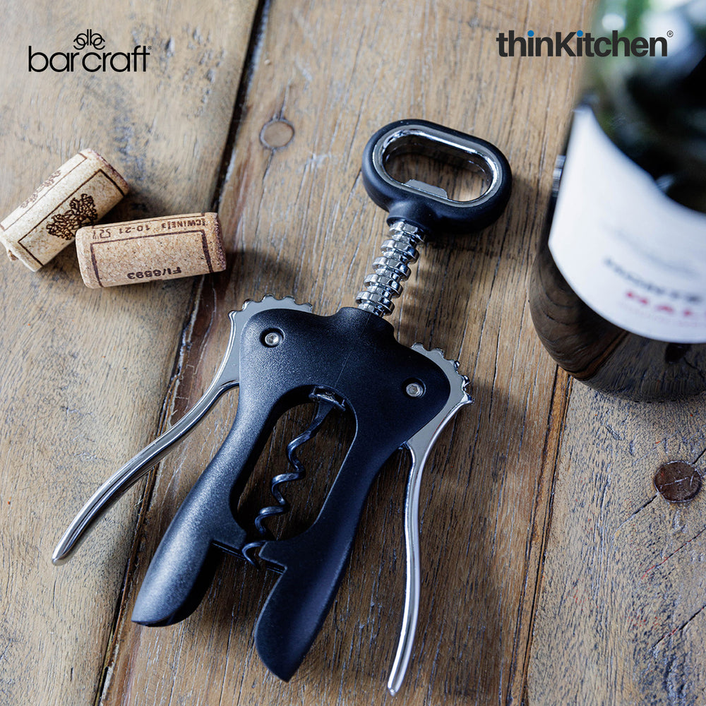 BarCraft Premium Winged Corkscrew, Heavy-Duty Zinc Alloy Wine Bottle Opener with Non-Stick Spiral