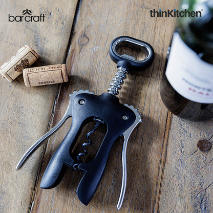 BarCraft Premium Winged Corkscrew, Heavy-Duty Zinc Alloy Wine Bottle Opener with Non-Stick Spiral