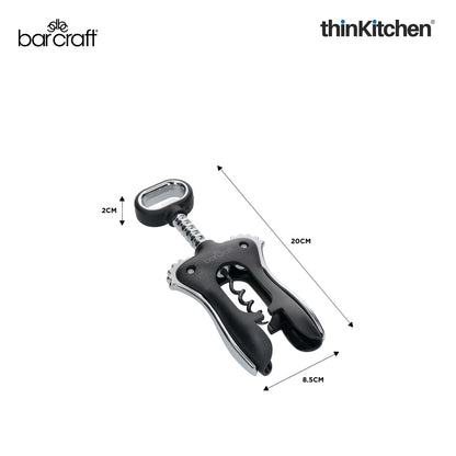 BarCraft Premium Winged Corkscrew, Heavy-Duty Zinc Alloy Wine Bottle Opener with Non-Stick Spiral