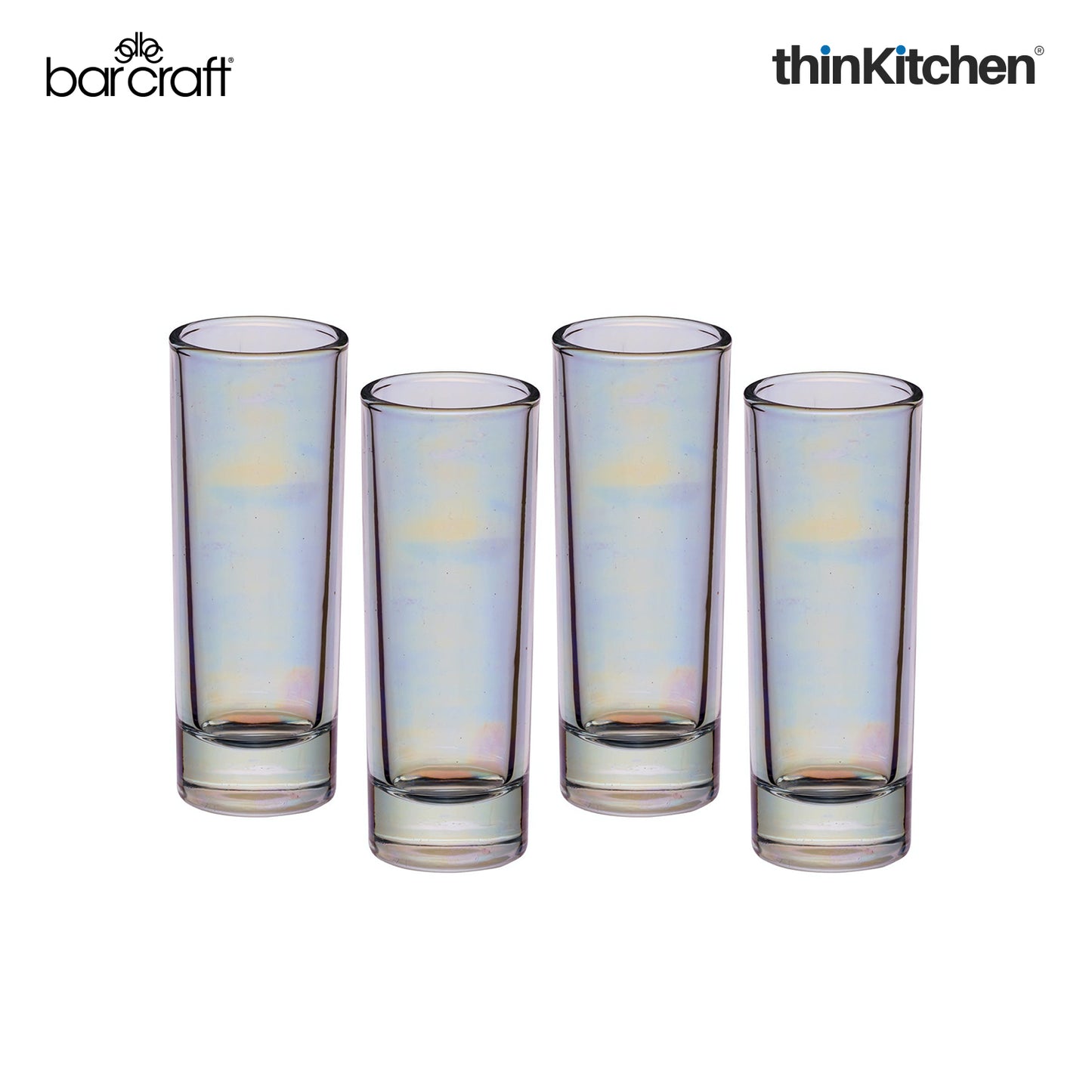 Barcraft Iridescent Tall Shot Glasses Set Of 4 60ml