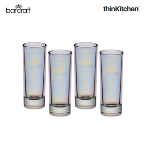BarCraft Iridescent Tall Shot Glasses, Set of 4, 60ml