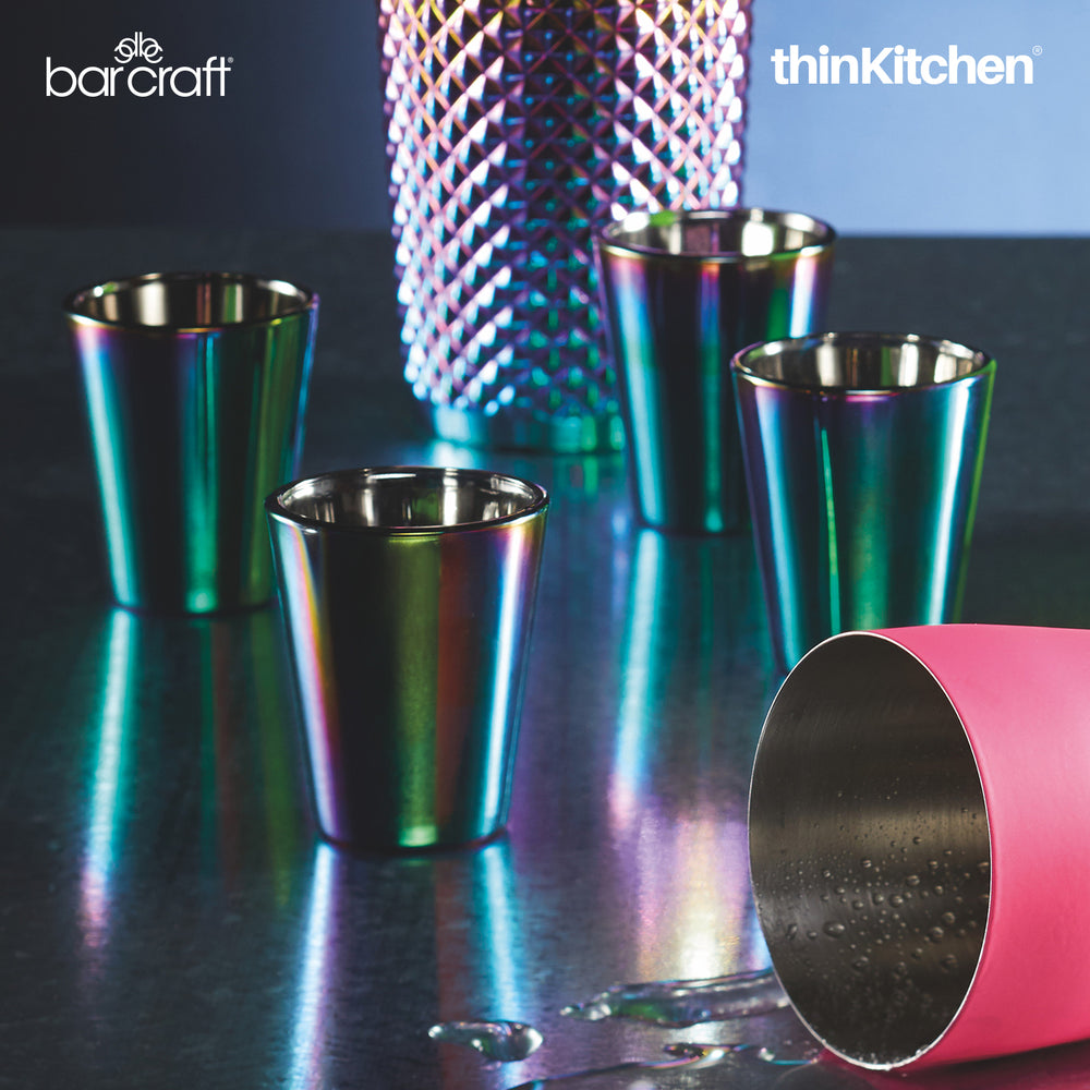 BarCraft 50ml Premium Metallic Rainbow Shot Glasses, Set of 4 for Tequila, Vodka, Parties & Gifting