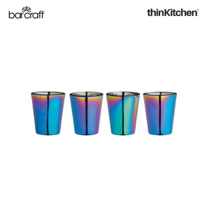 BarCraft Metallic Finish Shot Glasses, Set of 4, 50ml