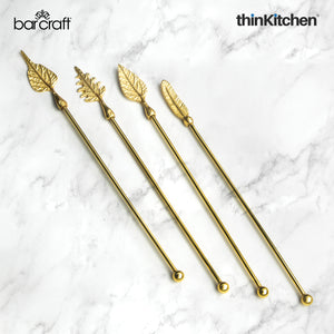 BarCraft Antique Gold Finish 4-pc Cocktail Stirrers