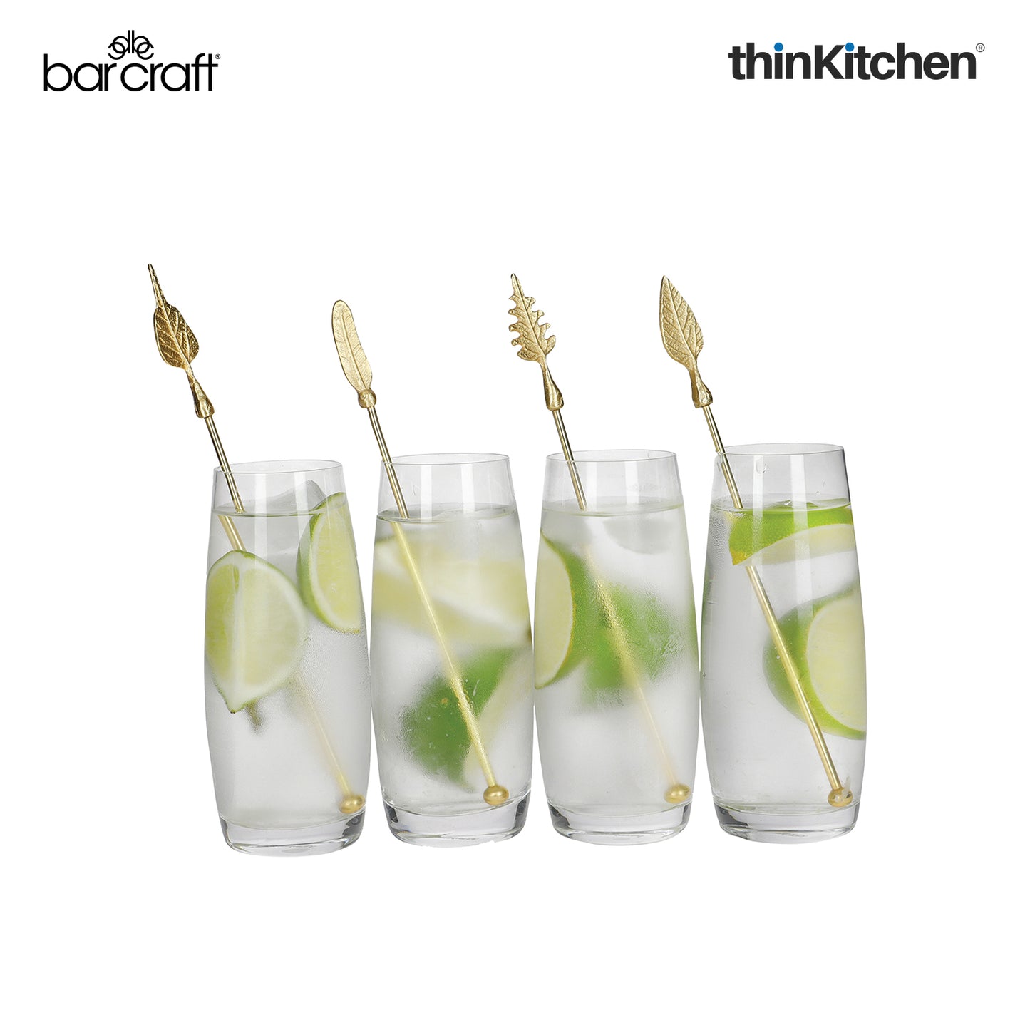 Barcraft Antique Gold Finish 4 Pc Cocktail Stirrers