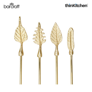 BarCraft Antique Gold Finish 4-pc Cocktail Stirrers