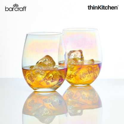 BarCraft Iridescent Glass Tumblers, Set of 2, 600ml