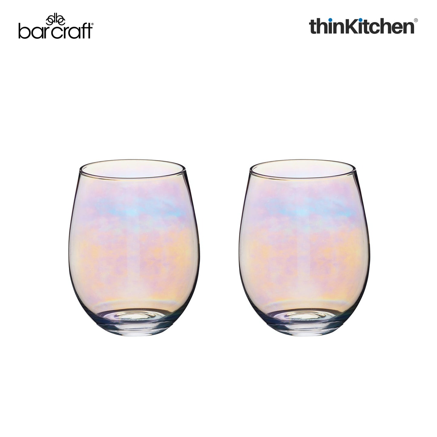 Barcraft Iridescent Glass Tumblers Set Of 2 600ml