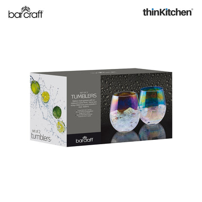 Barcraft Iridescent Glass Tumblers Set Of 2 600ml