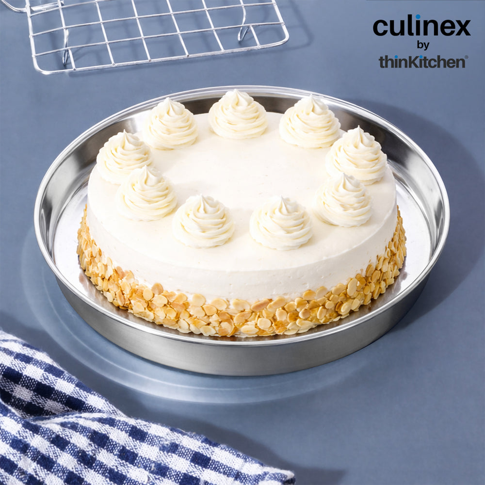 Premium 9.4" Stainless Steel Round Cake Pan, Baking Dish, Cake Mould| Baking Tools By thinKitchen