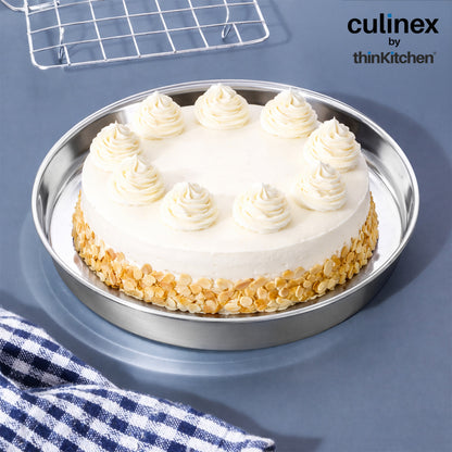 Premium 9.4" Stainless Steel Round Cake Pan, Baking Dish, Cake Mould| Baking Tools By thinKitchen