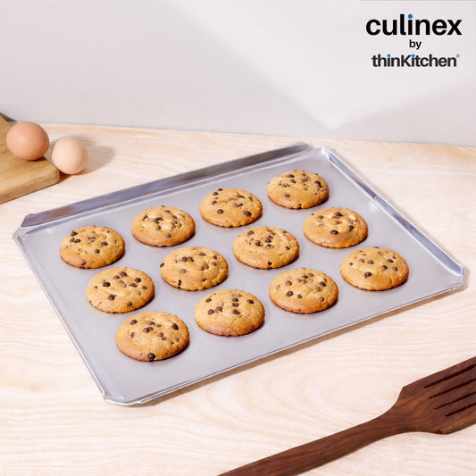 Premium Stainless Steel Rectangle Cookie Sheet Tray for Baking, 14.5 inches | Rustproof Bakeware, Baking Tools By thinKitchen