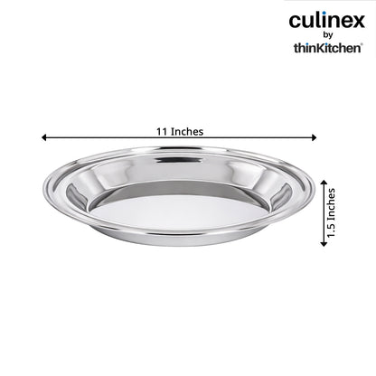 Culinex by thinKitchen 11" Stainless Steel Round Conical Pie Pan| Silver, Rust Resistant | Ideal for Ideal for Baking, Cakes, Pies, Tarts, Quiches, Baking Essentials |By thinKitchen