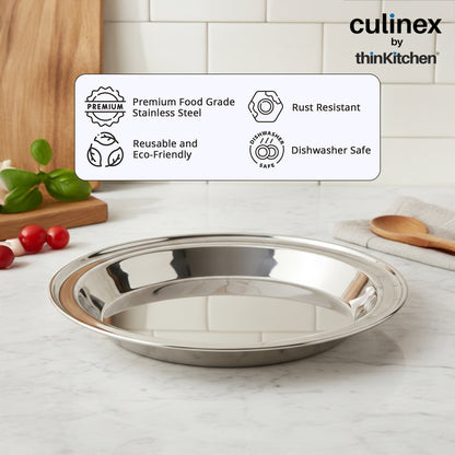 Culinex by thinKitchen 11" Stainless Steel Round Conical Pie Pan| Silver, Rust Resistant | Ideal for Ideal for Baking, Cakes, Pies, Tarts, Quiches, Baking Essentials |By thinKitchen