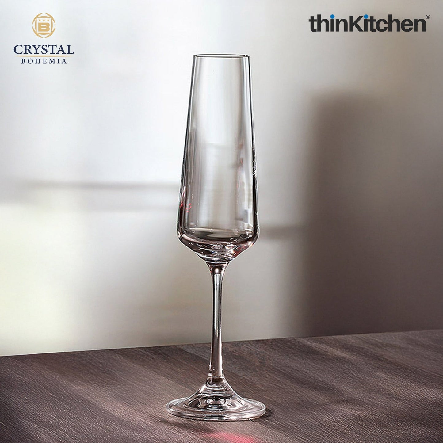 Crystal Bohemia CORVUS Champagne Flute Glasses, 160 ml, Set of 6 – Premium International Crystal Glassware | Luxury Stemware | Made in Czech Republic