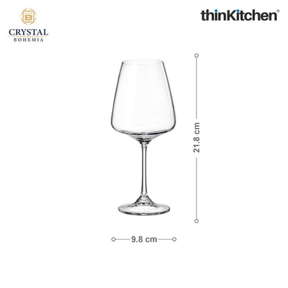 Crystal Bohemia Premium Red Wine Glasses – CORVUS – Set of 6, 450 ml | International Crystal Stemware | Luxury Czech Crystalware | Made in Czech Republic