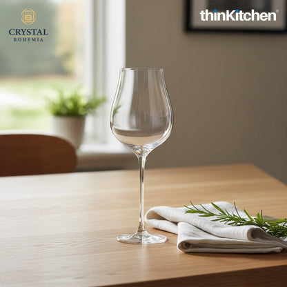 Crystal Bohemia Limosa Premium White Wine Glass Set | 400 ml, Set of 6 | Luxury Stemware from Czech Republic | International Crystal Barware