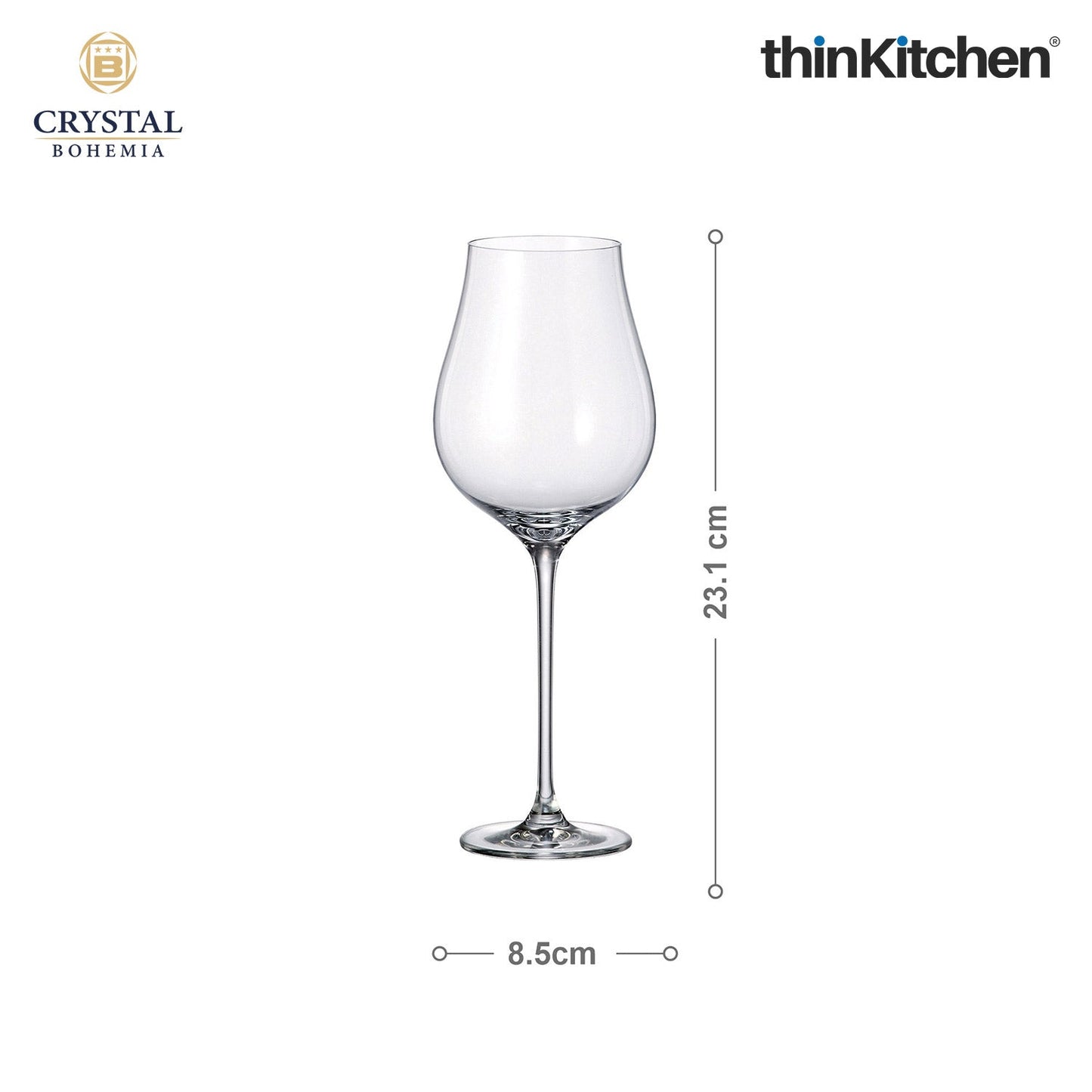 Crystal Bohemia Limosa Premium White Wine Glass Set | 400 ml, Set of 6 | Luxury Stemware from Czech Republic | International Crystal Barware