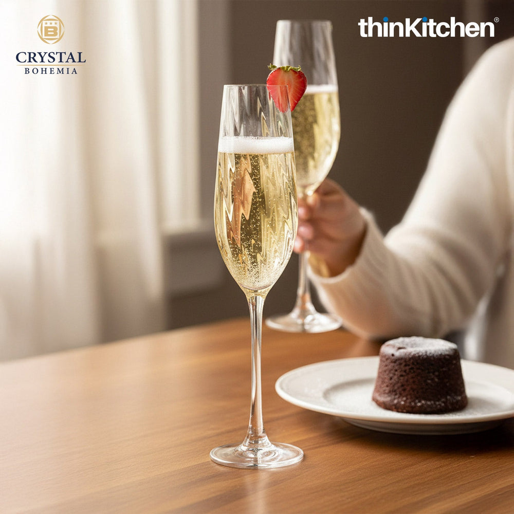 Crystal Bohemia 6 x 260ml Premium Champagne Flute Glasses Set for  Wine, Drinks, Cocktails, Mocktails | CORA Series