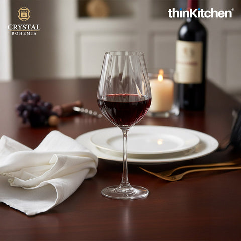 Crystal Bohemia Premium Red Wine Glass – CORA – 500 ml, Set of 6 | International Crystalware | Elegant Wine Glass Set | Made in Czech Republic