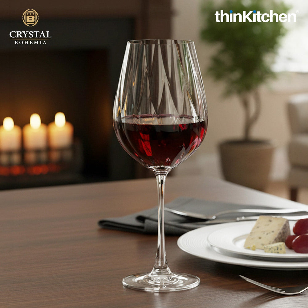 Crystal Bohemia 6 x 350ml Premium Red Wine Glasses Set for Wine, Drinks, Cocktails, Mocktails | CORA Series