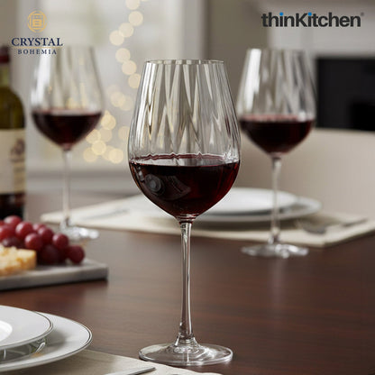 Crystal Bohemia Premium Red Wine Glass – CORA – 650 ml | International Crystal Stemware | Elegant Red Wine Glass | Made in Czech Republic