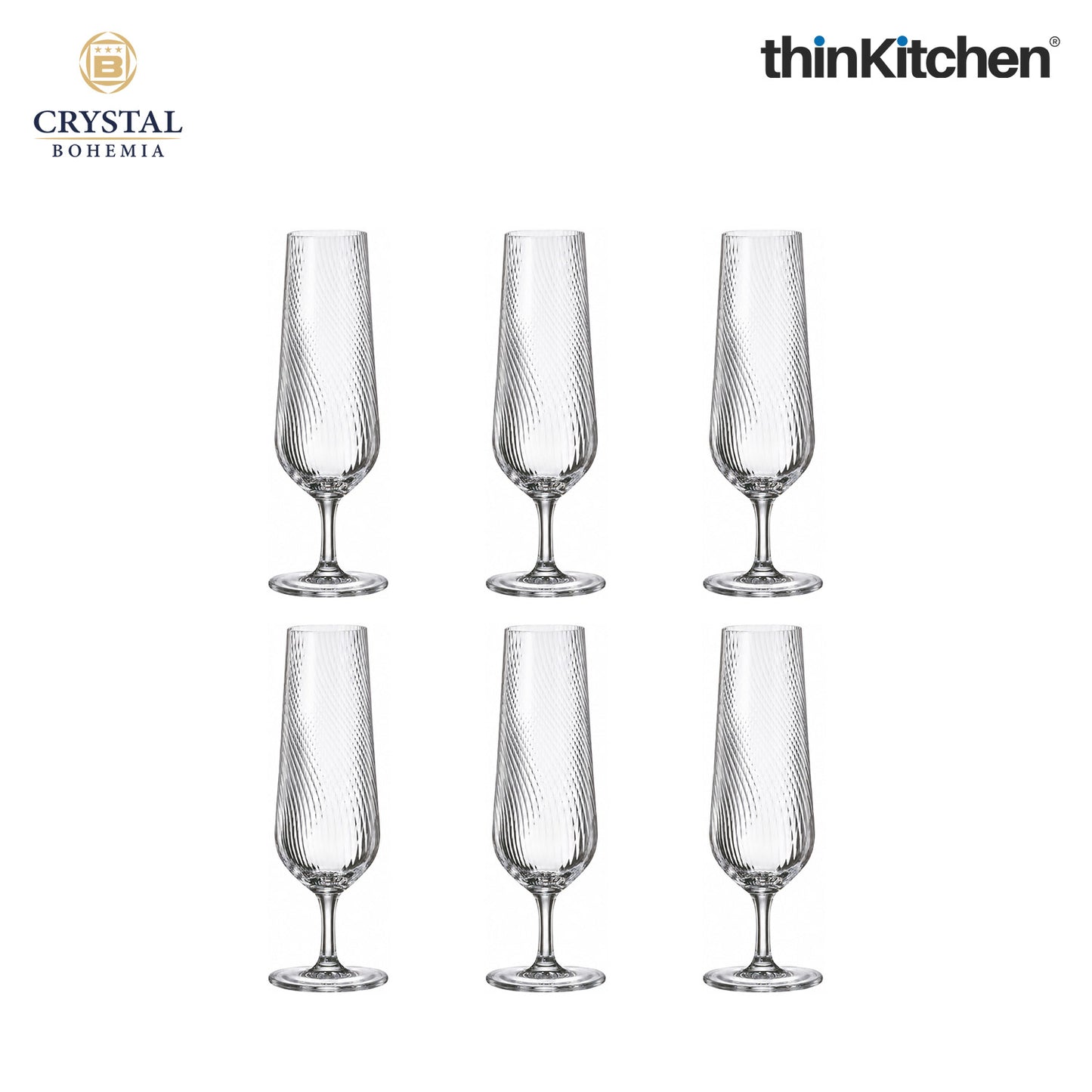Premium 200ml x 6 Champagne Flute Glasses Set for Wine, Drinks, Cocktails, Mocktails